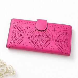Hot Pink Laser Cut Wallet Clutch Boho Mandala Statement NWT